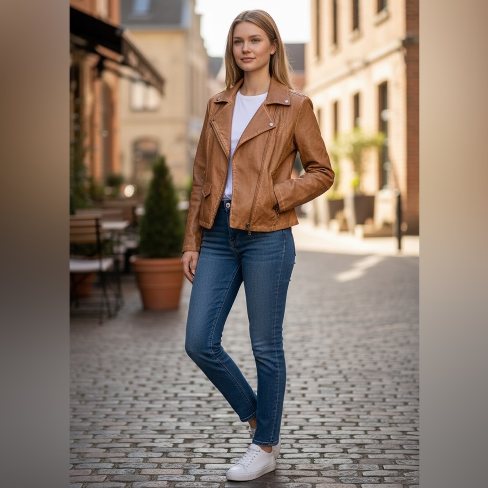 NWOT Max Studio Faux Leather Moto Jacket